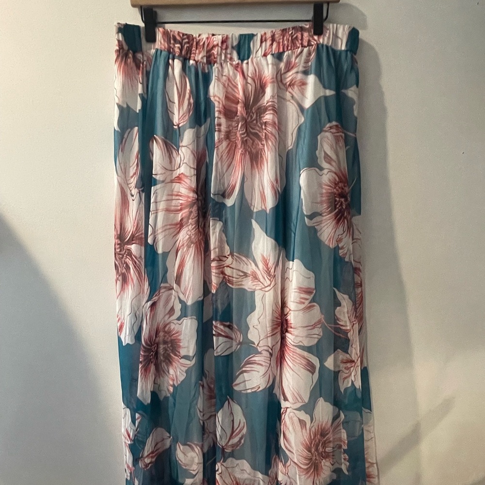 Floral Green & Pink Maxi Skirt